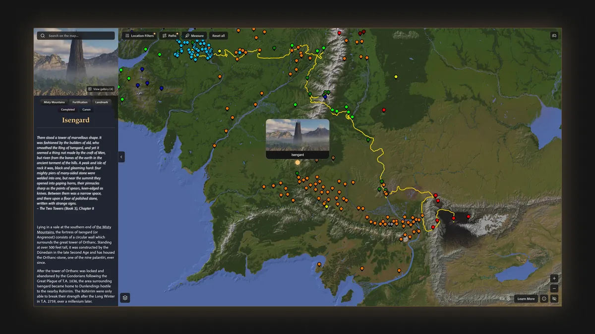Carte interactive de la Terre du Milieu